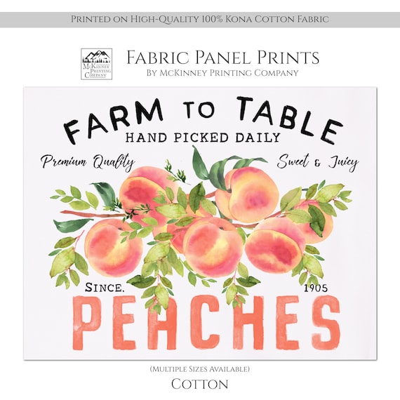 Fruit Fabric, Peach Fabric, Fruit Print Fabric, Farmhouse, Cotton, Large Print Fabric, Block Print Fabric, Fabric Panel, Quilt, Quilting