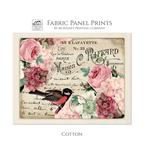 Tela francesa antigua, tela shabby chic, tela con estampado grande, panel de tela, tela con estampado de bloques, algodón, muselina, acolchado, costura, suministros