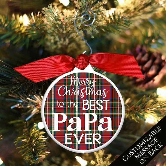 New Grandpa Gift, Papa, Father, Great Grandfather, Dad, Gift for Him, Personalized, Custom, Tree Decor, Christmas Decor, Buffalo Plaid, Xmas