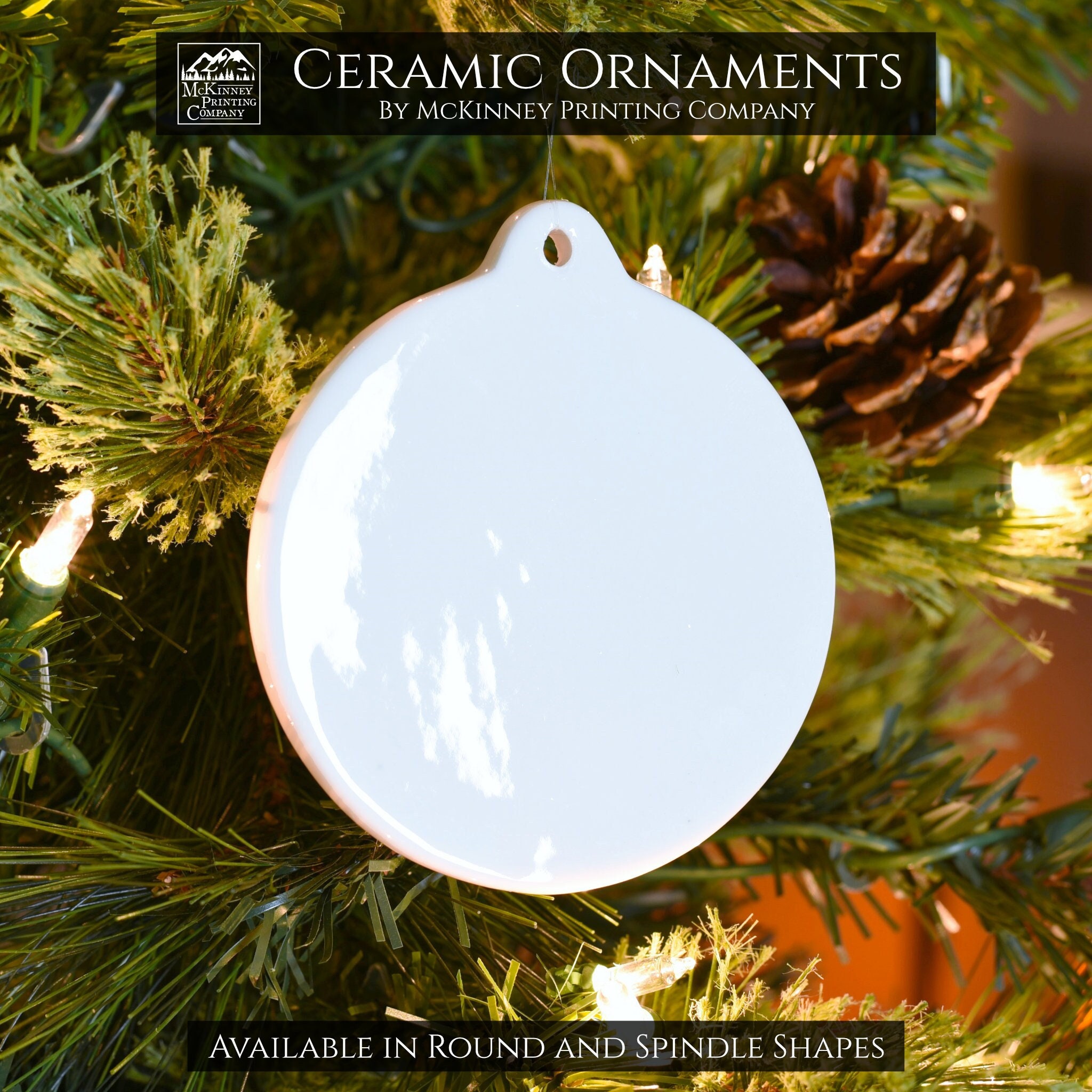 Ready to Paint DIY Round Circle Porcelain Ceramic Ornaments with Hanger for  Christmas Tree and Holiday Decoration | 12 Pack
