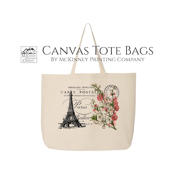 Shabby Chic Bag Cute Canvas Tote Bag Eiffel Tower Paris Reusable Large Canvas Tote Bag Canvas Tote Bag With Zipper Fabric Shoulder Bag Etsy UK