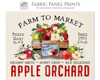Tela de frutas, Tela de manzanas, Granja, Decoración, Algodón, Arte mural, Costura, Tela con estampado grande, Tela con estampado de bloques, Panel, Manualidades, Edredón, Acolchado