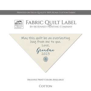 Quilt Label, Triangle, Personalized Quilt Labels, Custom, Kona Cotton, Small Print Fabric, Muslin, Crafts, Tags, Quilting, Quilt, Corner