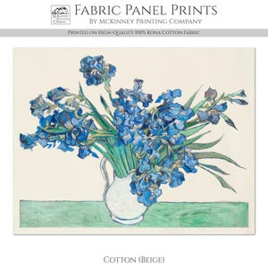 Van Gogh Fabric, Van Gogh Irises, Large Print Fabric, Wall Art, Painting, Block Print, Cotton, Canvas, Craft, Quilting, Sewing, Quilt
