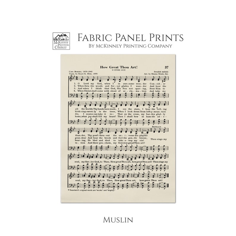 Puede incluir: Una impresi&oacute;n de partitura vintage para el himno "How Great Thou Art!" La partitura est&aacute; impresa en un fondo color crema con texto negro y notaci&oacute;n musical. El t&iacute;tulo del himno est&aacute; impreso en negrita en la parte superior de la partitura. La letra est&aacute; impresa debajo de la notaci&oacute;n musical. La partitura est&aacute; enmarcada por un borde negro.