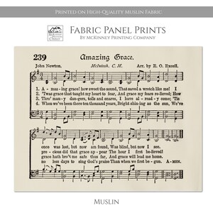Puede incluir: Una impresi&oacute;n de partitura vintage del himno "Amazing Grace" de John Newton. Las letras est&aacute;n impresas en tinta negra sobre un fondo crema. El t&iacute;tulo es "Amazing Grace" con el nombre del compositor, McIntosh, y el nombre del arreglista, E.O. Excell, impresos debajo. La partitura est&aacute; impresa en tela de muselina de alta calidad.