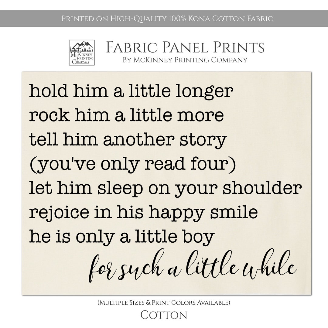 Hold Him A Little Longer, Baby Fabric Panels, Baby Boy Quilt, Large ...