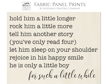 Hold Him A Little Longer, Baby Fabric Panels, Baby Boy Quilt, Large Print Fabric, Small, Block Print Fabric, Cotton, Nursery, Quilting