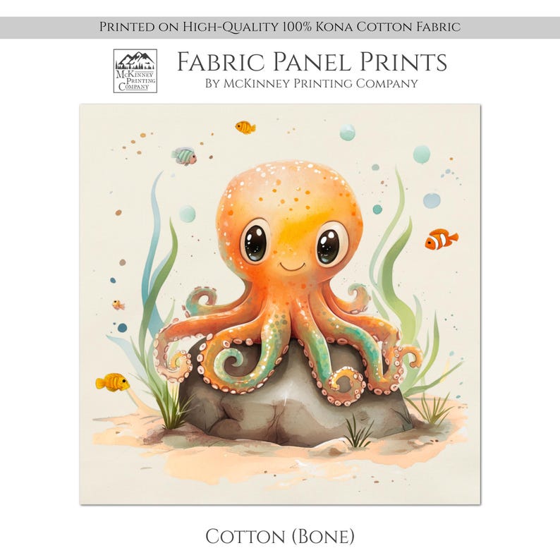 Octopus Fa Ric Panel Baby Fabric Panels, Octopus, Sea, Ocean, Boy, Nursery, Wall Art, Large ...