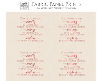 Serenity Prayer Quilt Square - 6x6 Inch Inspirational Fabric For Crafting