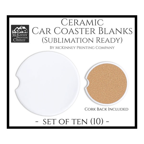 Car Coasters, Sublimation Blanks, Ceramic, Blank Car Coasters, Cork, Ceramic, Cup Holder, Craft, Vinyl, White, Heat Transfer, DTF, Custom