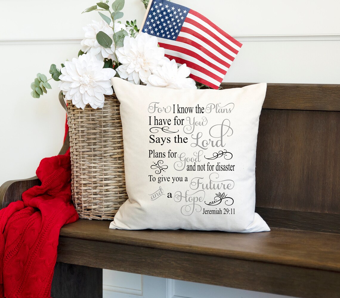 Jeremiah 29 11 Bible Verse Pillow Cover 18x18 Living Room Etsy
