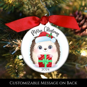 Hedgehog Ornament, First Christmas Ornament, Baby 1st Christmas Ornament, Custom, Animal, Cute, Tree Decor, Bauble, Personalized, Child, Kid