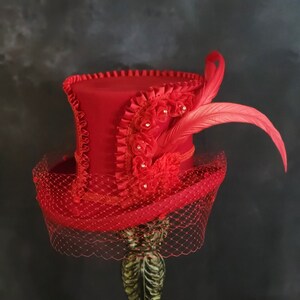Elegant Tall Red Top Hat