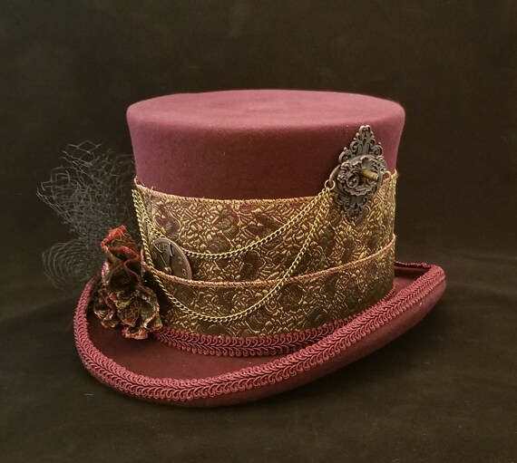 burgundy top hat