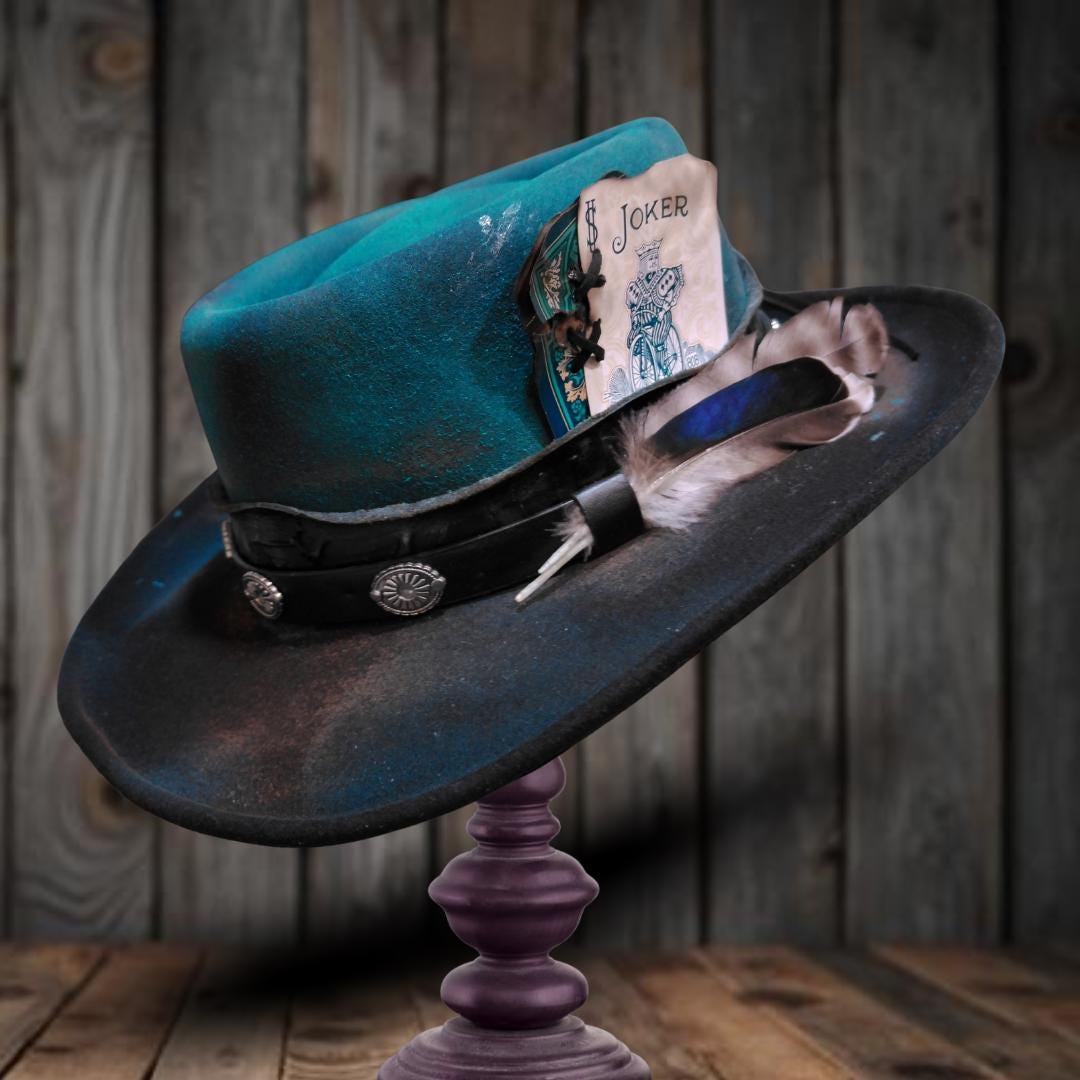 Fedora Hat Teal Blue - Etsy display picture 2