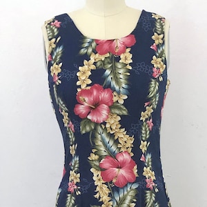 1980s hawaiian sleeveless maxi dress | size small | tiki dress striped floral hawaii