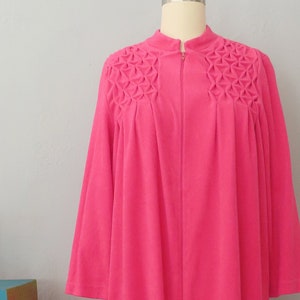 1970s pink velour zip up robe | medium large | 1970s house coat pajama gift for her gift for mom gift for grandma valentines day gift