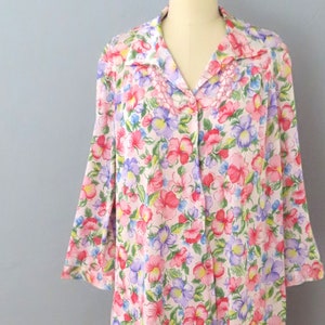 1950er Jahre Vanity Fair Floral Nylon Hauskleid Robe - Groß