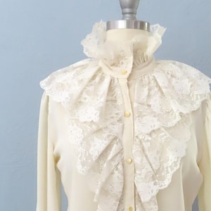 1970s Bethany NWT Victorian cream lace button up blouse | medium | lace prairie blouse gunne sax style boho bohemian lace Edwardian lace