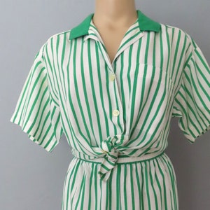 1980s green striped top and shorts set | med large | high waisted oversized boxy shirt St Patricks Day