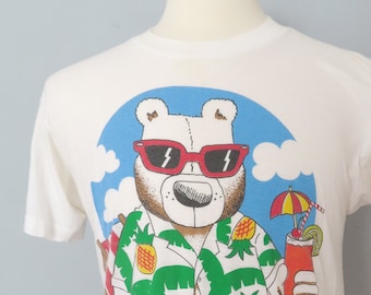 1980s teddy b cool graphic tee tshirt tee top | mens size medium | teddy bear lover gift | 80s graphic tshirt | cartoon character