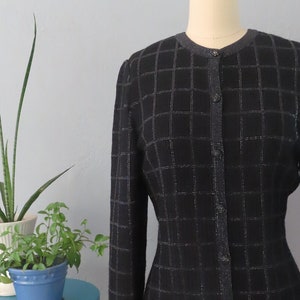 1990s St John Evening black rhinestone knit jacket suit blazer | small medium | evening wear jacket formal wear classic jacket st john knit