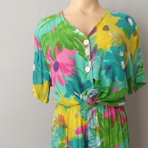 1980s Tropical Rayon Skort Set: Hawaiian Two-Piece Outfit