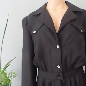 1970s Black Rhinestone Button Jumpsuit - Avon Fashions Medium