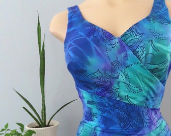 1970s Ombre Floral Swimsuit - Maxine of Hollywood - Pin Up Style