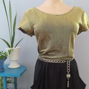 1970s gold metallic jumpsuit | medium M | 70s 80s disco party outfit gold jumpsuit gold catsuit disco dance party harem pants hammer pants