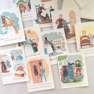 Juego de tarjetas de felicitación holandesas de Pensilvania de Yorkraft de los años 70 / stock antiguo / refranes holandeses Amish / Tarjetas de felicitación de cumpleaños / Empherma vintage