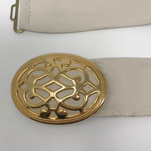 1980s Vintage Leather Belt: Western Boho Gold Buckle, Fits 31-38&quot; Waist