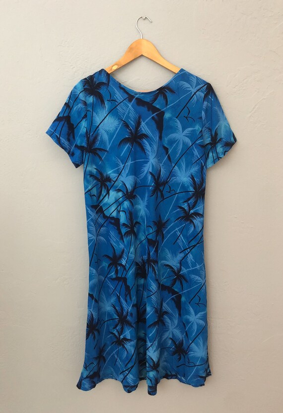 1980s blue hawaiian dress | size large | tropical… - image 8
