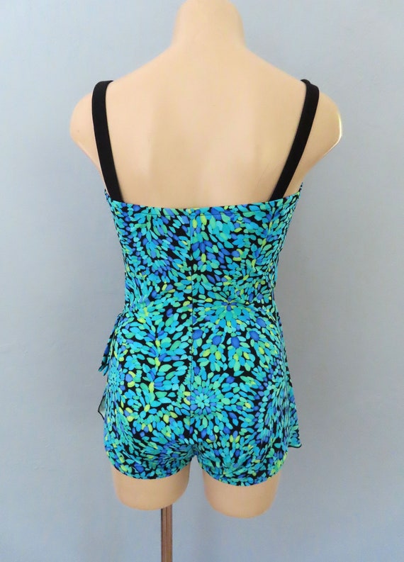 vintage 80s floral one piece swimsuit swim dress … - image 8