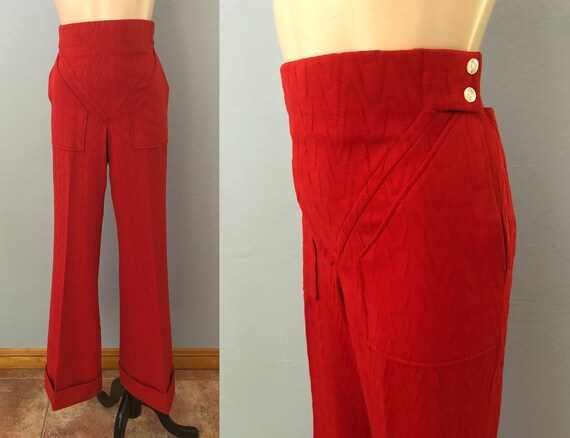 vintage 70's mens burgundy double knit bell bottom
