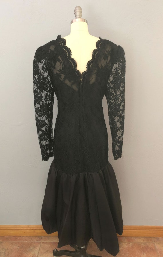 1980s black lace cocktail ballon dress formal dre… - image 8