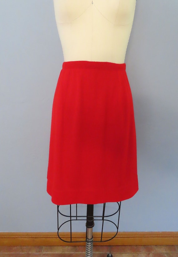 1960s red knit a-line mini skirt | size medium | … - image 3