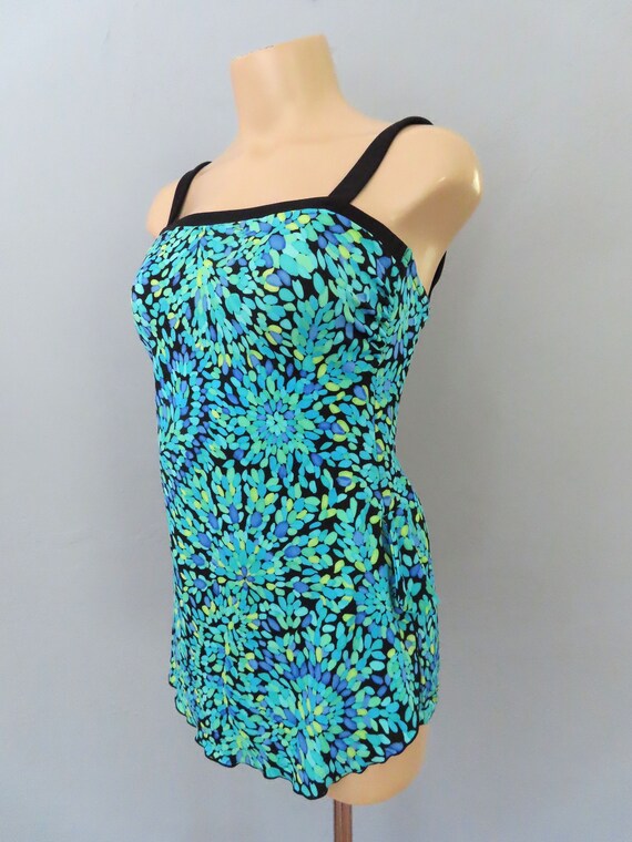 vintage 80s floral one piece swimsuit swim dress … - image 6