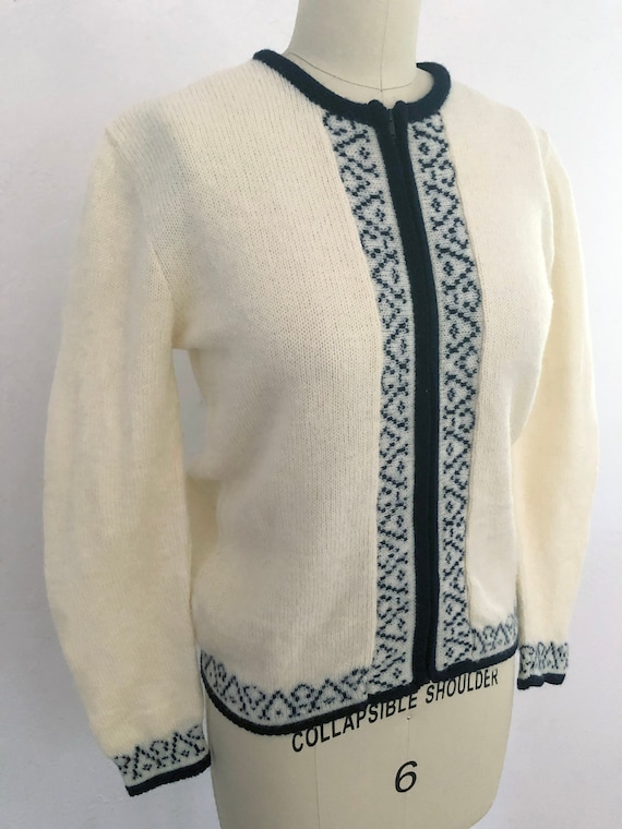 1950s Garland Knit Zip Front Cardigan Sweater | Medium 1950s Garland Knit Zip Front Cardigan Sweater | Medium