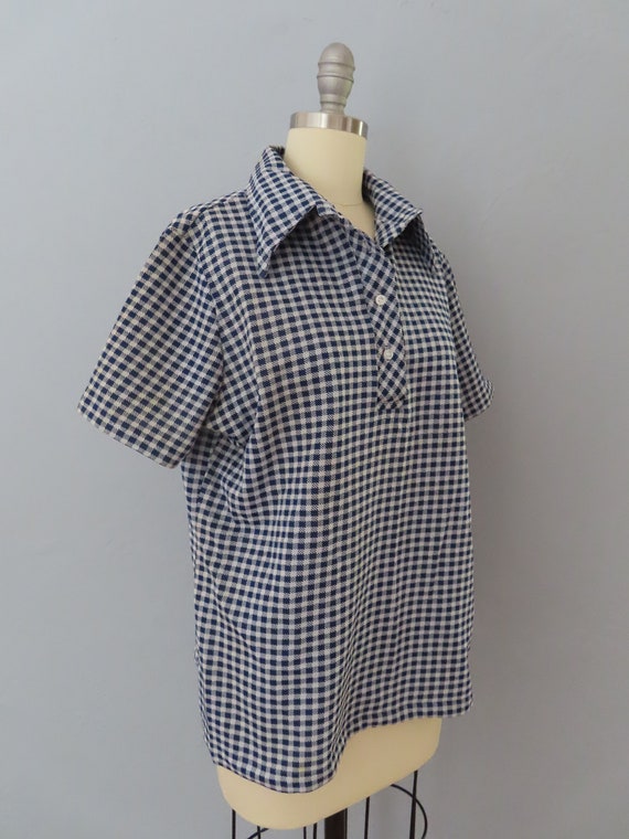 1970s gingham checked polo shirt | women medium |… - image 6