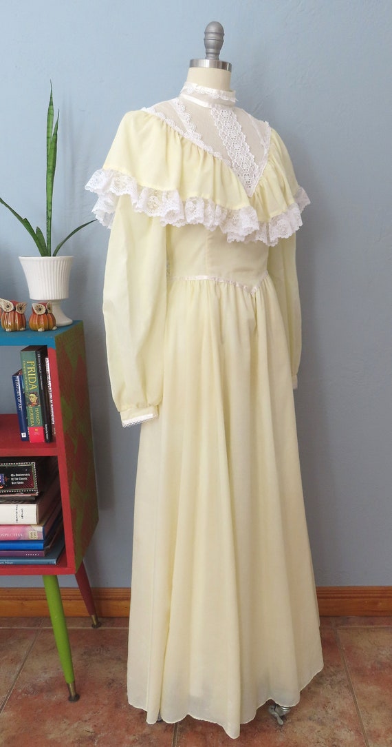 1970s yellow Jessica McClintock Gunne Sax style r… - image 5