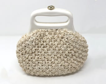 1950s Raffia Handbag with Plastic Handle - Simon, Made in Japan