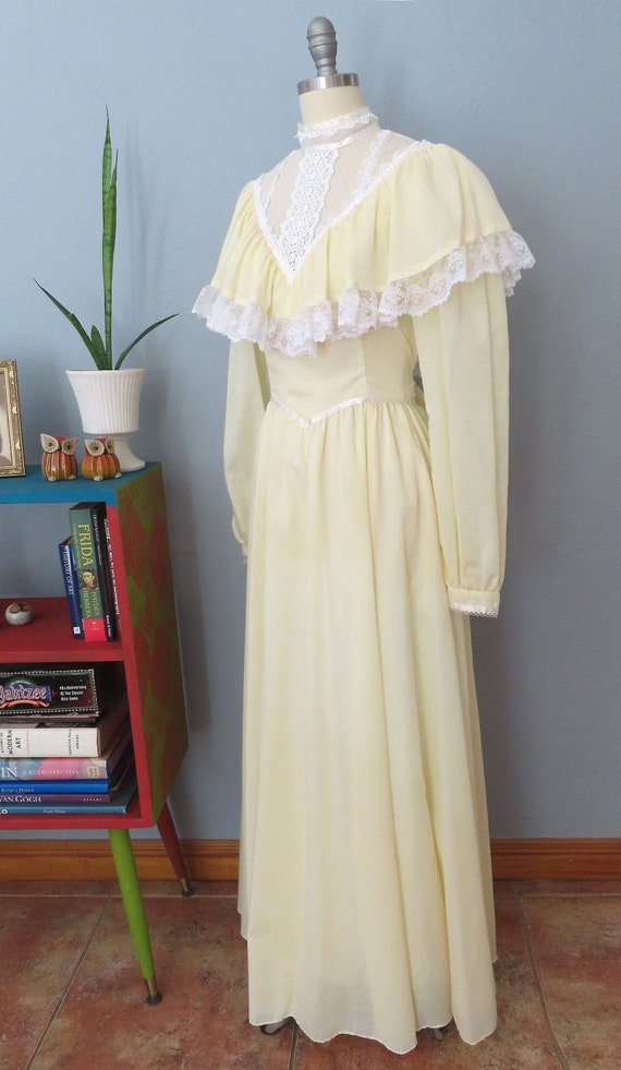 1970s yellow Jessica McClintock Gunne Sax style r… - image 7