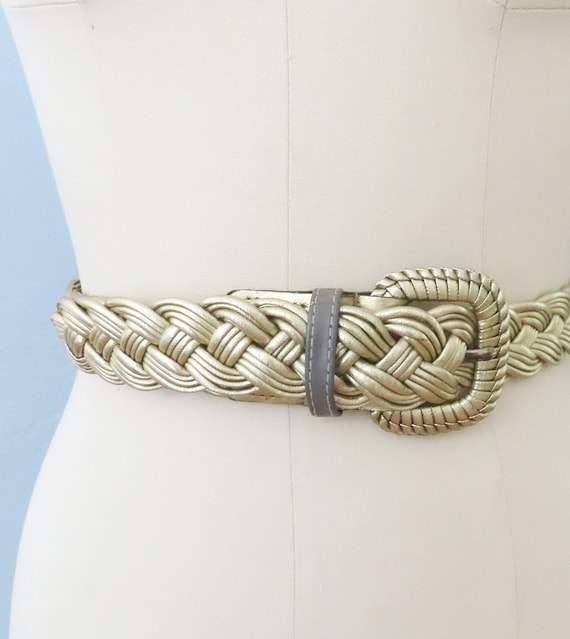 1980s Gold Braided Woven Belt Large XXL Gold Metallic Belt 70s Gold Belt Disco Belt Etsy UK