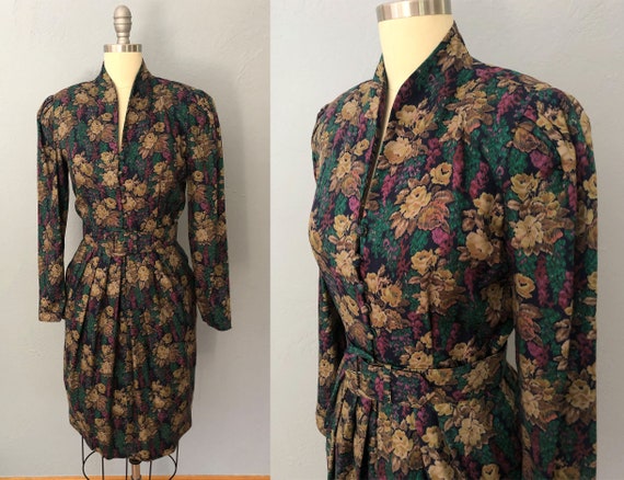 vintage 90s tapestry dress | size small | dark flo
