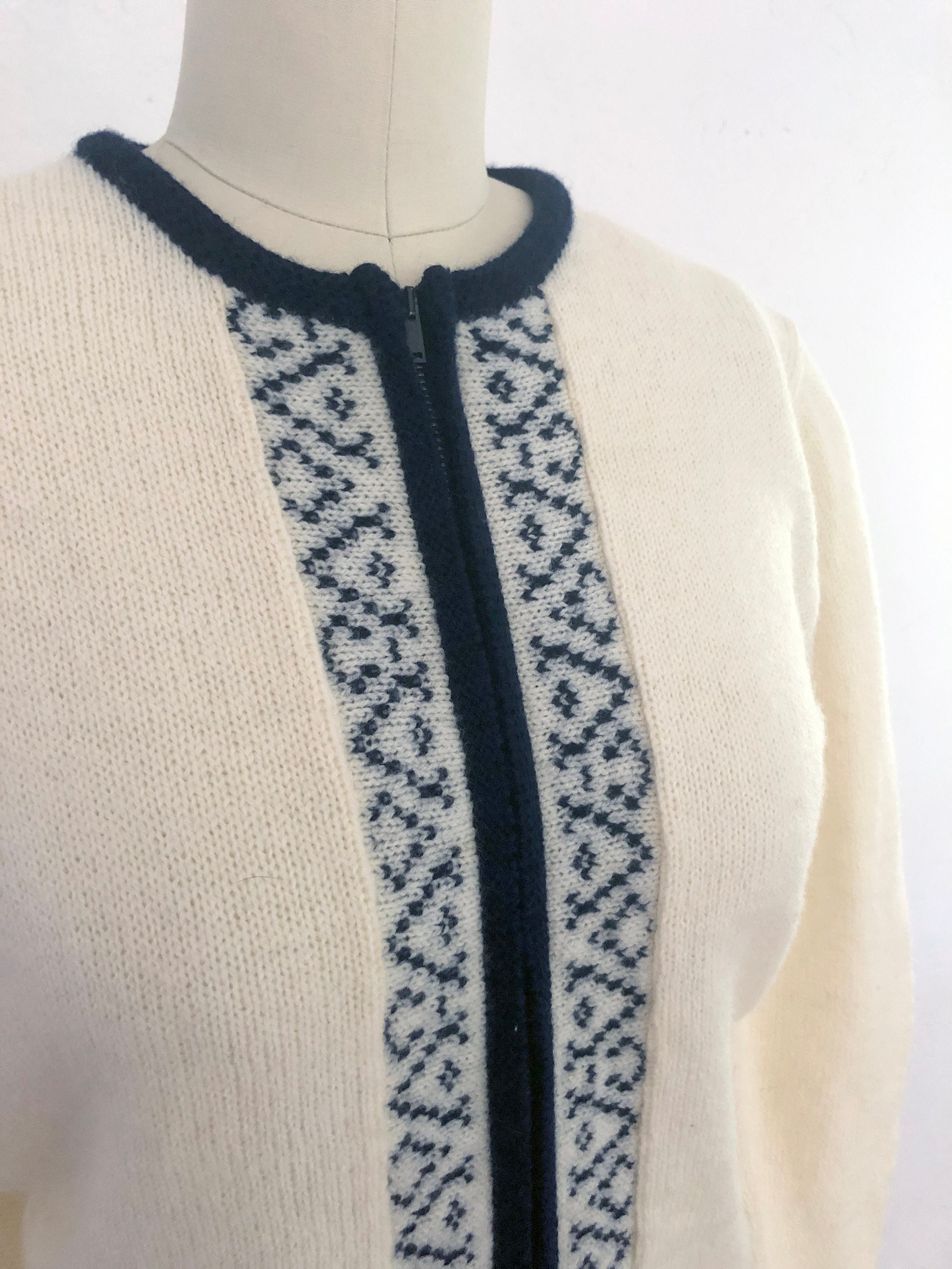 1950s Garland Knit Zip Front Cardigan Sweater | Medium 1950s Garland Knit Zip Front Cardigan Sweater | Medium