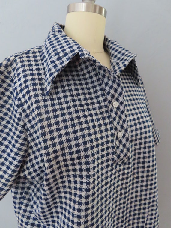 1970s gingham checked polo shirt | women medium |… - image 7