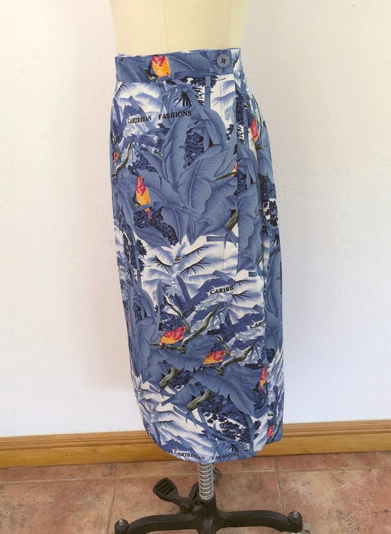 1970s hawaiian print wraparound skirt | medium | … - image 4