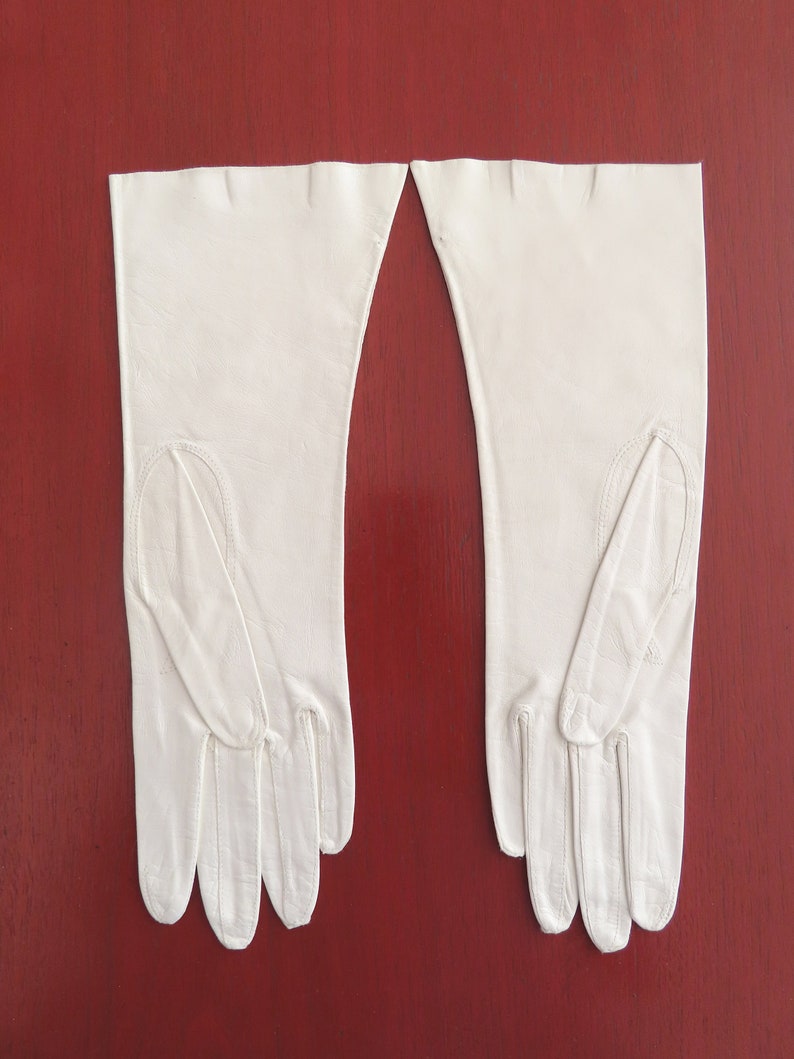 vintage 1940s white leather Van Raalte gloves New Old Stock bride gloves leather wedding gloves opera gloves image 3